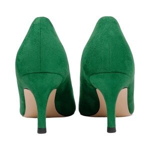 JOY IN LOVE Women's Shoes Pointy Toe Kitten Heel Pumps Green Suede Size 9 US